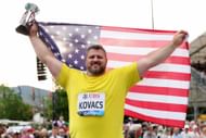Joe Kovacs with his shot put title (Image via: Getty)